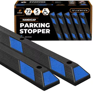 Parking Block Curb Stop, 72" Heavy Duty Blue Reflective Strip Handicap - 5 Pack - Picture 1 of 7