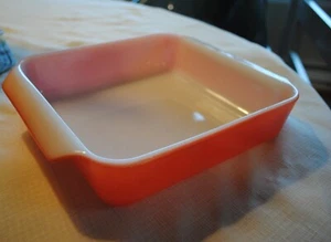 Vtg FireKing Square Casserole Baking Dish 435 8" Red Orange Ombre Anchor Hocking - Picture 1 of 5