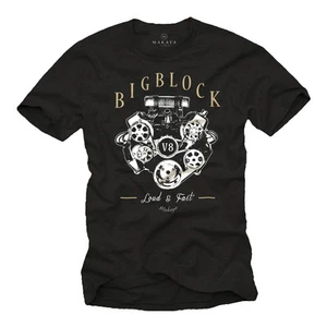 CAMISA DE HOMBRE AMERICAN MUSCLE CAR CON BLOQUE GRANDE V8 - CAMISETA DE GARAJE DE MANGA CORTA - Imagen 1 de 3