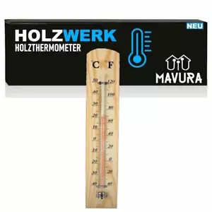 HOLZWERK Holzthermometer Raumtemperaturmesser Innen Außen Analog aus Kiefernholz - Bild 1 von 6
