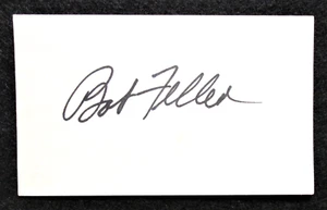BOB FELLER {d-2010} Signed Index Card Cleveland Indians Pitcher HOF COA - Picture 1 of 1