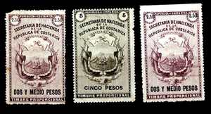 An Accumulation of Early Revenue Stamps from Costa Rica - MNG / USED - Picture 1 of 2