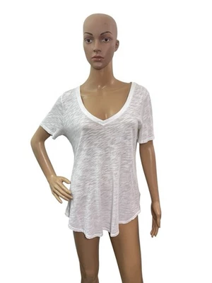 ATM Anthony Thomas Melillo Women’s Size L Short Sleeve V Neck Solid White Tee - Image 1 of 4