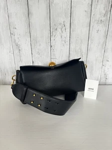 AMI Alexandre Mattiussi Black Carrousel Shoulder Bag Magnetic Flat Closure  - Picture 1 of 16