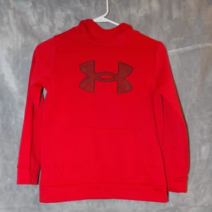 Under Armour Hoodie Youth Medium Boys YMD Red Hooded Sweatshirt Loose Fit - Picture 1 of 3