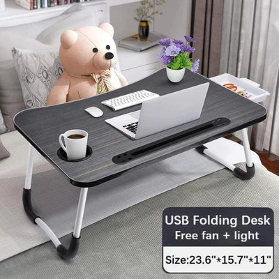 Laptop Bed Desk Foldable Portable Laptop Table Breakfast Tray Stand Stable - Image 1 of 4