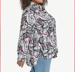 Karl Lagerfeld Women's Blouse Long Sleeve Silky  Button Multicolor 1 XL NEW  - Picture 1 of 9