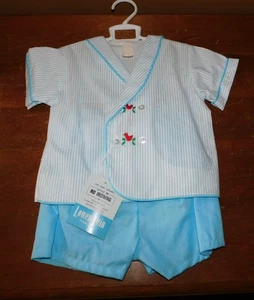 NWT Vintage Baby Boys Cotton Lowenstein Fabric Shirt Short Set 22-26 lbs. - Picture 1 of 9