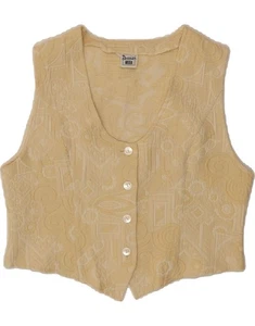MODA DOSSIER Womens Waistcoat UK 12 Medium Beige Geometric Cotton CF14 - Picture 1 of 3