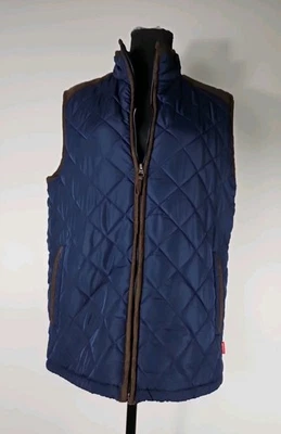 Coleman 男式拉链前绗缝背心小号蓝色棕色人造麂皮绒户外  — 第 1/4 张图片