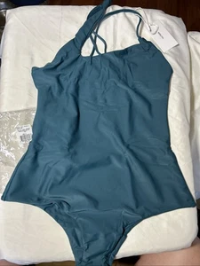 Traje de baño Mikoh de una pieza verde Pahoa cuello alto hombro cruzado nuevo grande - Imagen 1 de 8