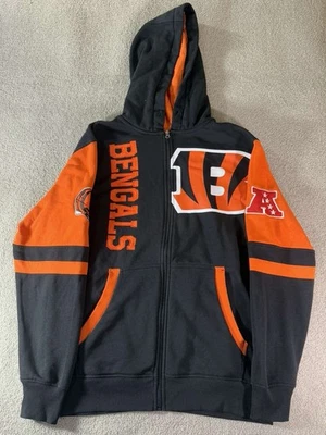 Bengals NFL Full Zip Up Hoodie Sweater Jacket Men's Large Orange Black By G-lll - Image 1 of 3