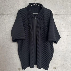 HOMME PLISSÉ ISSEY MIYAKE Flip 3 Black Pleated Shirt Size L - Picture 1 of 3