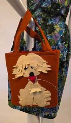 BOLSO CUBO FIELTRO CANICHE CACHORRO VINTAGE AÑOS 50 CON LENTEJUELAS Foto 1 de 4