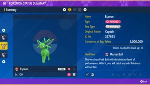 Pokemon Scarlet Violet Ultra Shiny 6IV Espeon - Fast Trade - FREE Masterball - Bild 1 von 3