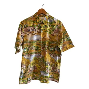Reyn Spooner Guy Buffet Hawaiian Shirt Men's Medium Yountville CA Winery Print - Picture 1 of 5