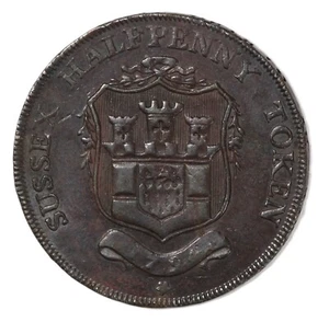 1794 Great Britain Sussex BY G. RING FRANT. Conder Token Halfpenny - Picture 1 of 2