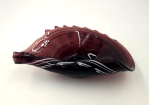MCM Murano Amethyst Glass Conch Seashell Twisted Display Bowl Decorated BEAUTY! - Picture 1 of 4