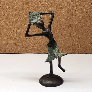 Bronze Maasai Woman Figurine Burkina Faso With Oxidized Patina 5.5"Tall - Picture 1 of 9