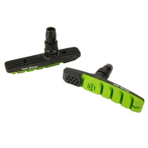 BOX THREE™ AIR FLOW 70MM BMX BRAKE SHOES (PAIR) BLACK WITH GREEN - Picture 1 of 1