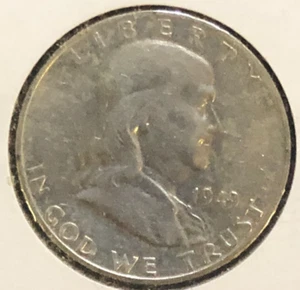 1949-S FRANKLIN HALF DOLLAR EF SILVER COIN - Picture 1 of 2