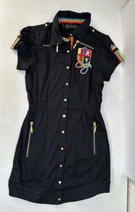 Coogi Blck T Shirt Dress Tunic Snap Buttons Elastic Waist Romper size SMALL - Picture 1 of 13