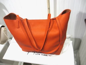 GiGi New York Tori Tote Large Leather Unlined Soft Slouchy MSRP$375 Orange - Picture 1 of 16