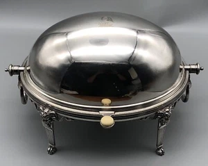 Antik um 1880 Ellkington & Co Sheffield Silber drehbare Kuppel Vorspeise Schale Servierer - Bild 1 von 20