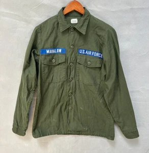 Vintage Military Shirt Mens Medium 15 1/2 x 35 Vietnam Sateen Utility OG 107 - Picture 1 of 11