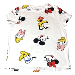 Disney Mickey Mouse & Friends Heads All Over Tee White T-shirt Teens Size M 8/10 - Picture 1 of 12