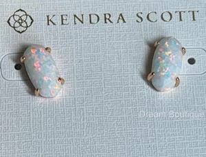 Aretes Kendra Scott Betty blanco Kyocera ópalo y oro rosa nuevos con etiquetas - Imagen 1 de 2