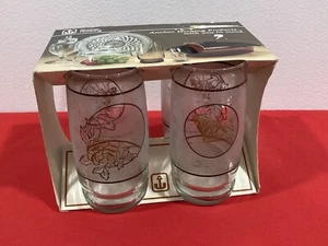 Vintage ANCHOR HOCKING Drinking Glasses Butterfly Rose Frosted Etched NEW NIB - Picture 1 of 18