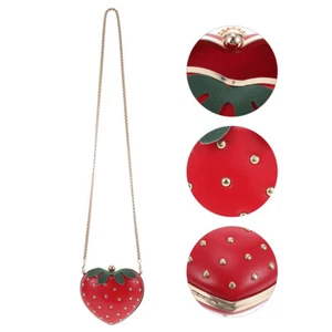 Red Strawberry Shape Bag Crossbody Women's Kids Purse Summer - Picture 1 of 9