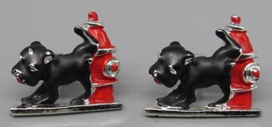 Men Vintage PUPPY Dog Pees on FIRE HYDRANT CUFFLINK Costume Jewelry S79 - Picture 1 of 5