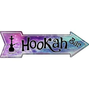 Hookah Bar Novelty Metal Arrow Sign Directional 17" x 5" Home Wall Garage & Gift - Picture 1 of 1