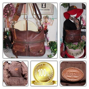 HERMOSA FOSSIL LEATHER CROSSBODY  BAG! - Picture 1 of 24