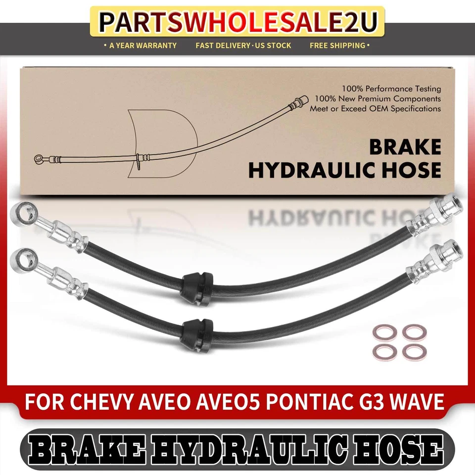 2Pcs Front LH & RH Brake Hydraulic Hose for Chevrolet Aveo Aveo5 Pontiac G3 Wave - Image 1 of 4