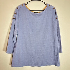 Túnica tejida acanalada W5 Top botón acento manga 3/4 azul periwinkle talla desconocida - Imagen 1 de 4