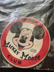 Vintage MICKEY MOUSE CLUB MEMBER Large 3 1/2" ROUND BUTTON PIN Walt Disney - Picture 1 of 1
