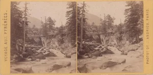 Pyrénées : Photographie stéréoscopique Pont d'Espagne (v.1862-1863) Jean ANDRIEU - Imagen 1 de 2