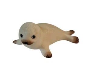 Homco Baby Robbe Figur #1439 Keramik weiß braun 4 Zoll - Bild 1 von 6