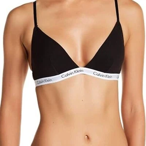 CALVIN KLEIN DAMEN DREIECK TASSE BRALETTE SCHWARZ WEISS DAMEN GRÖSSE LARGE NEU - Bild 1 von 6