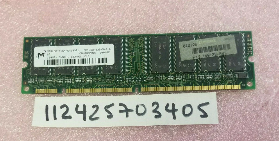  128MB  SDRAM SYCH PC133 CL3  168PIN  NON-ECC SINGLE RANK  1RX8 16X8 UDIMM  - Image 1 of 1