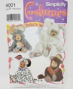 Simplicity Costumes 4001 Toddler mouse dog monkey bunny suit Sz 1/2-4 pattern - Picture 1 of 3