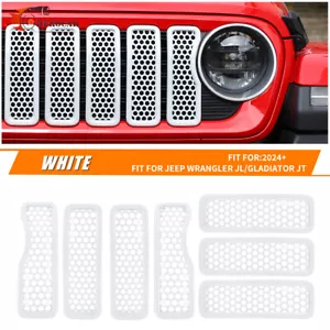 7PCS White Front Grille Inserts Mesh Grill Frame Trim for Jeep Wrangler JL 2024+ - Imagen 1 de 18