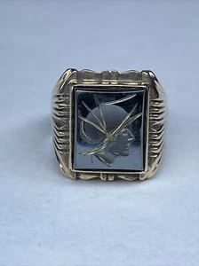 14 Karat massiver gelber Vintage Goldring mit römischem Siegelring 9,2 Gramm - Bild 1 von 12