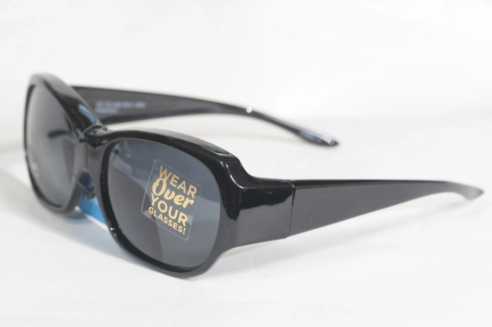 2 Pairs Foster Grant Solar Shield Polarized Fit Over Sunglasses 100 UV Black