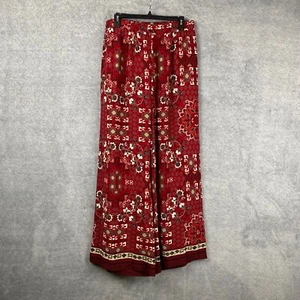 Cato Womans Wide Leg Pants Floral Pull On Comfort  Red Large - Picture 1 of 5