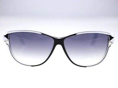 Luxottica 8551 black and white plastic frame ladies sunglasses-circa 1980s-28g - Image 1 of 4