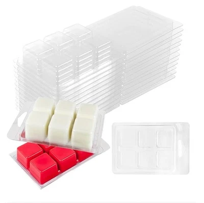 50 Pack 6 Cavity Clear Empty Plastic Wax Melt Clamshells Wax Melt Molds - Image 1 of 4